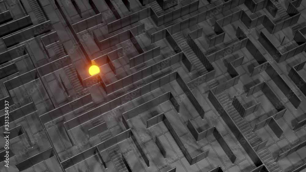3D Visualization of a sphere finding its way in a labyrinth