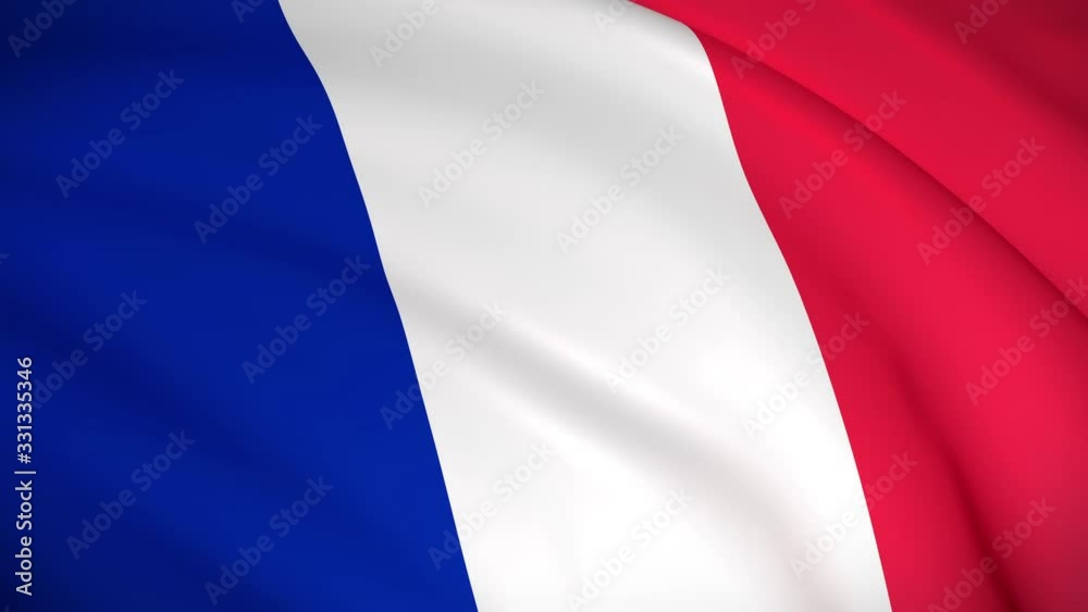 France national flag - 4K seamless loop animation of the French flag. Highly detailed realistic 3D rendering