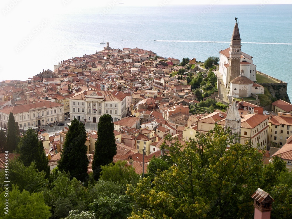 Panoramic View of European Town by the Sea