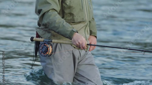 Fly fishing in the Naknek River in Alaska. photo