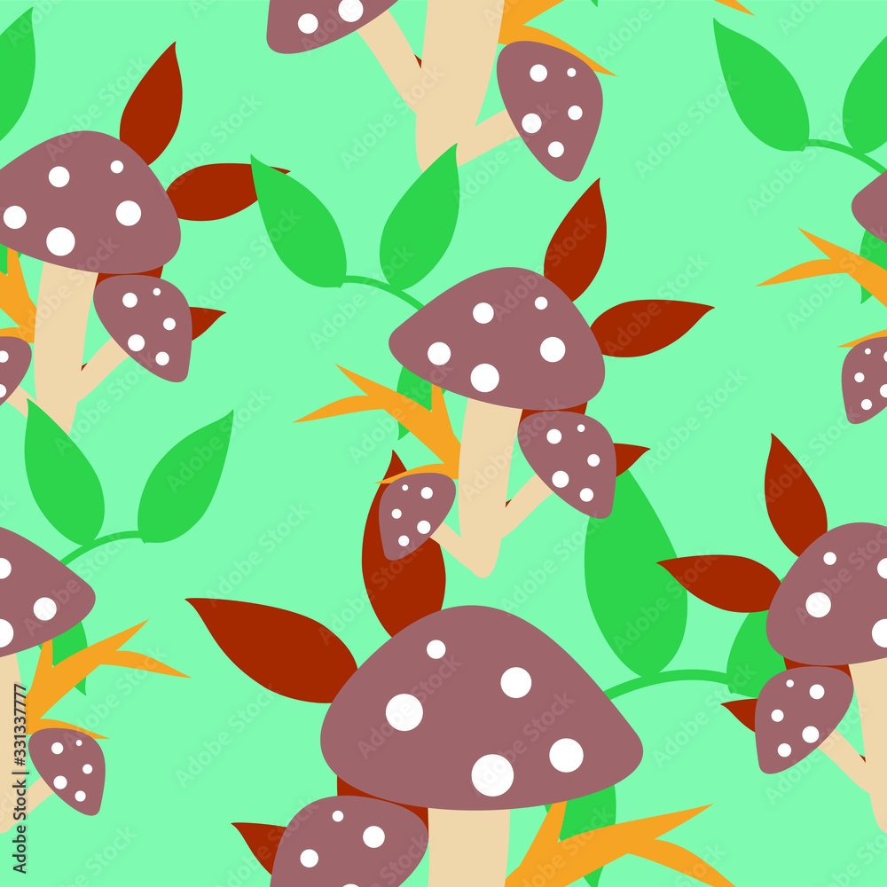 mushroom illustration seamless pattern
