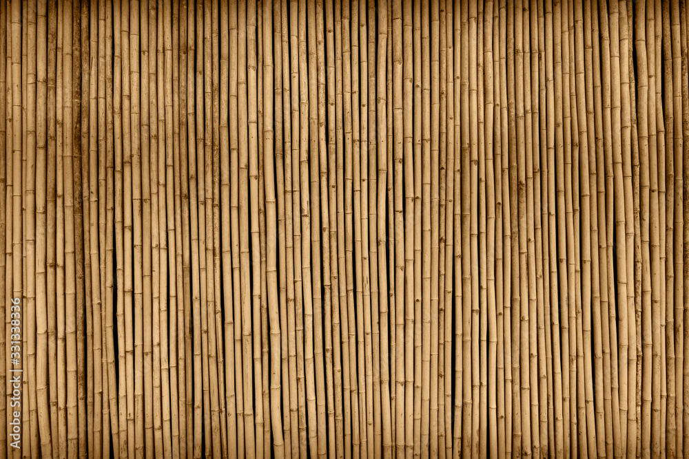 brown bamboo fence texture background - obrazy, fototapety, plakaty 