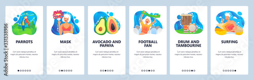 Brazil website and mobile app onboarding screens vector template