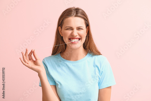 Funny young woman with chew...