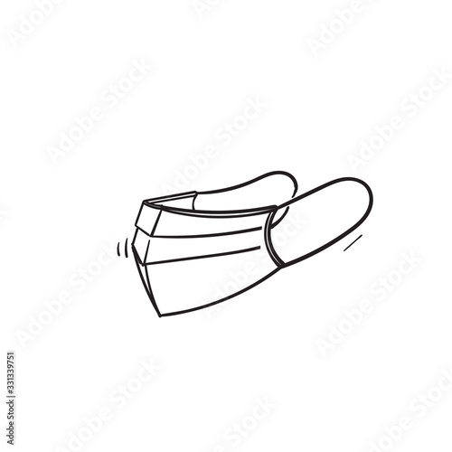 hand drawn medical mask illustration with doodle style vector isolated