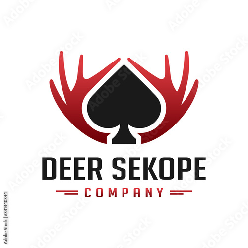 deer antler logo design and spade card