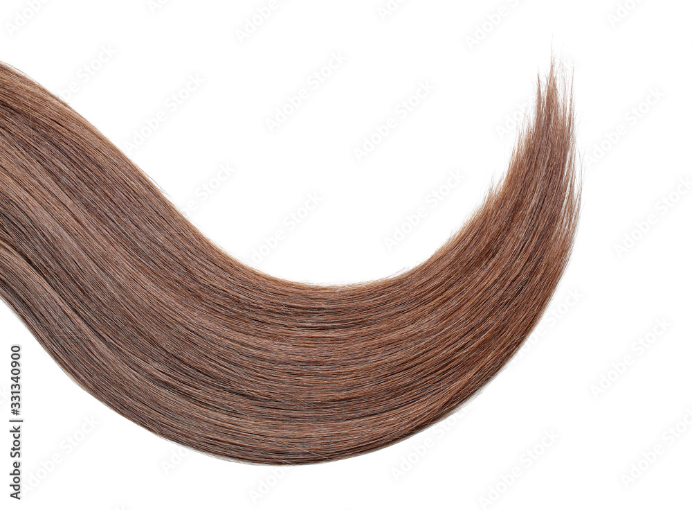 Healthy straight female hair on white background Healthy straight female hair on white background