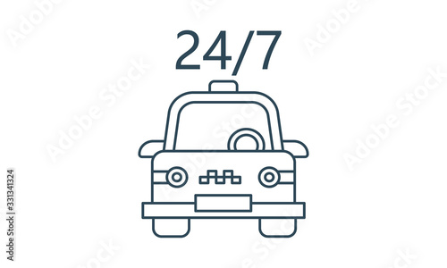 24 hour taxi service icon vector illustration