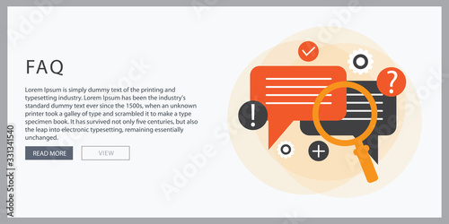 FAQ website banner. Vector illustration concept for frequently asked questions or questions and answers