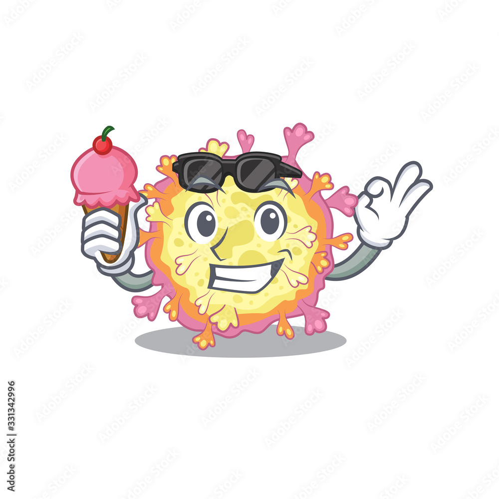 cartoon character of coronaviridae virus holding an ice cream