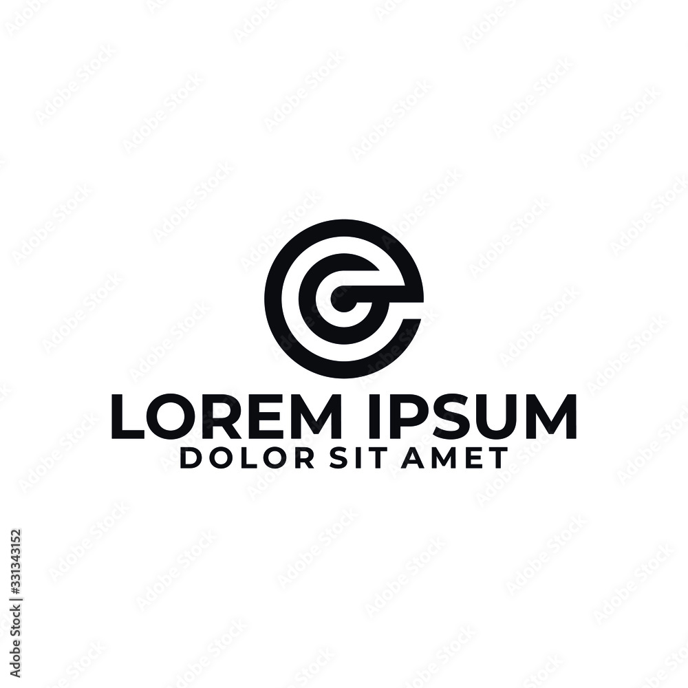 Initial letter Ge or eG logo template with circle line art symbol in flat design monogram illustration Initial letter Ge or eG logo template with circle line art symbol in flat design monogram illustration