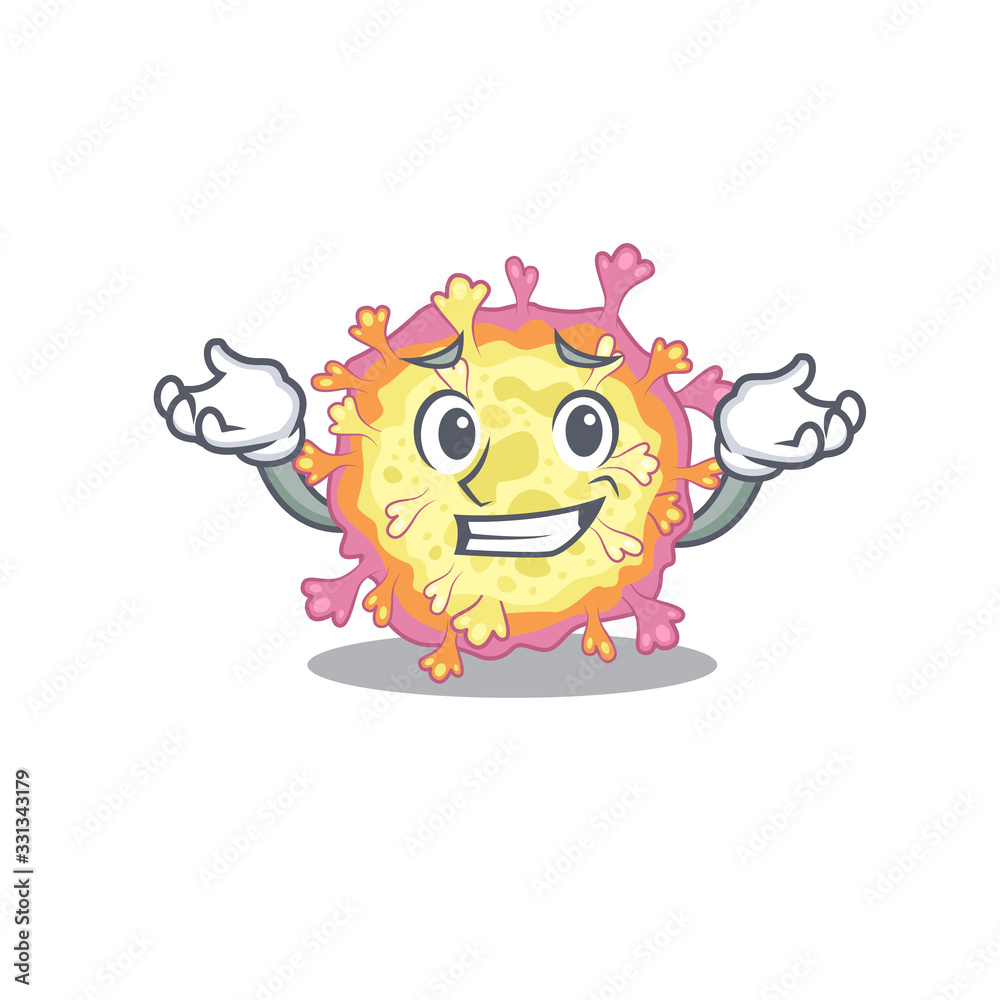Happy face of coronaviridae virus mascot cartoon style