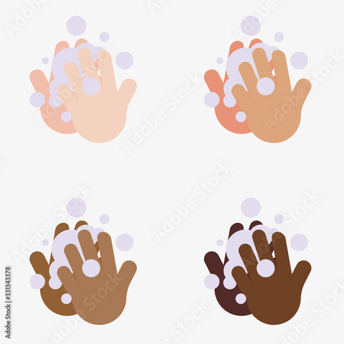 hand wash vector with skin tone, icon flat design