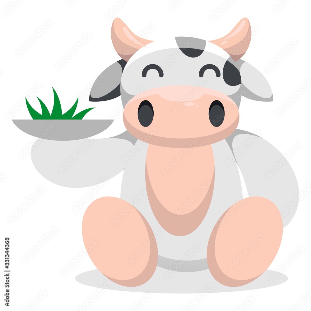 cute cow eating mascot cartoon vector Stock Vector | Adobe Stock