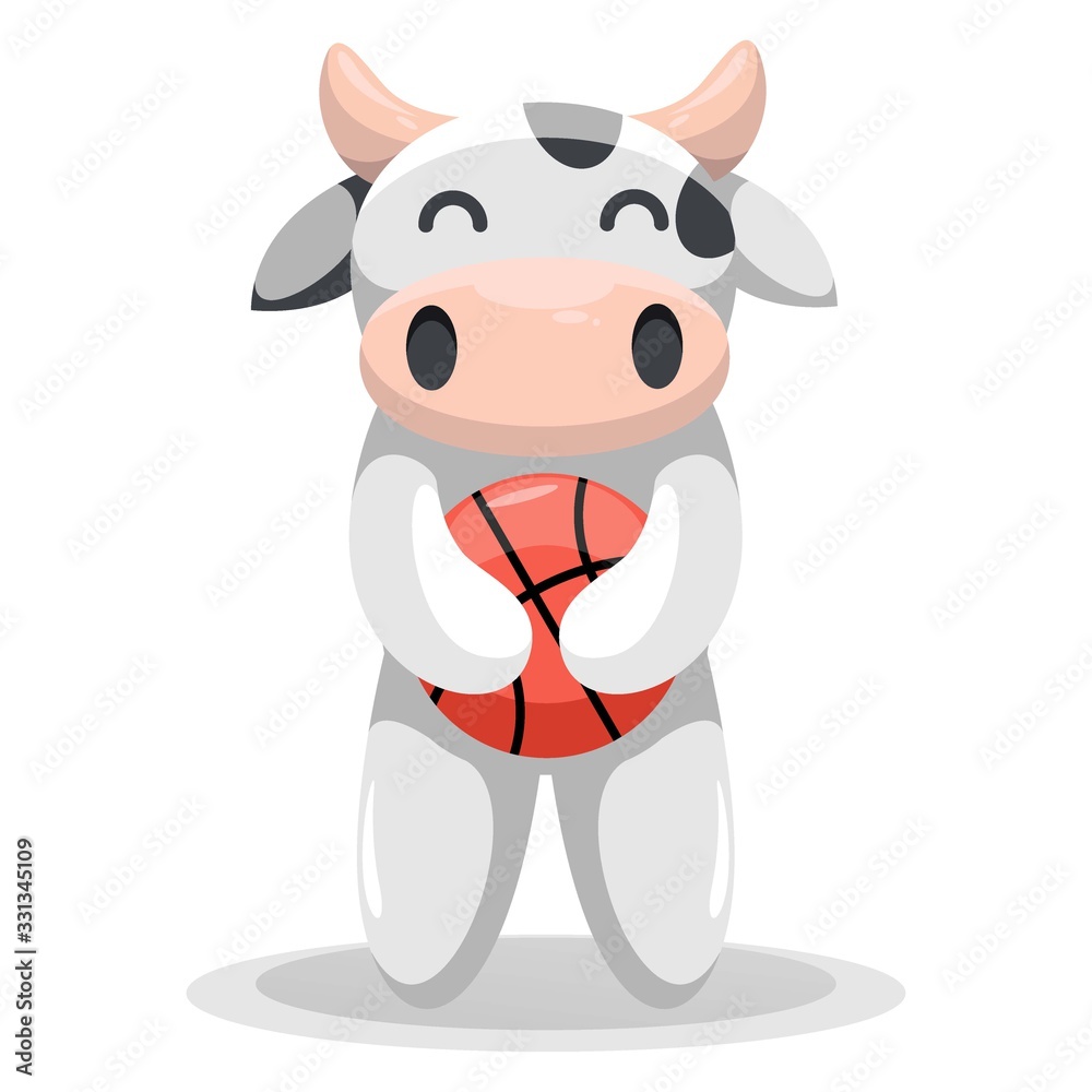 cute cow play basketball mascot cartoon cute cow play basketball mascot cartoon