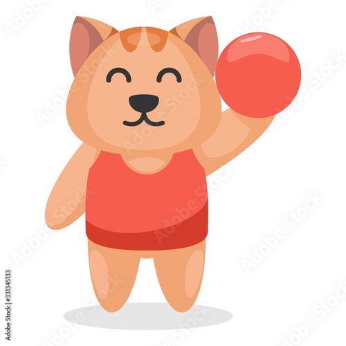 cute cat play ball mascot cartoon