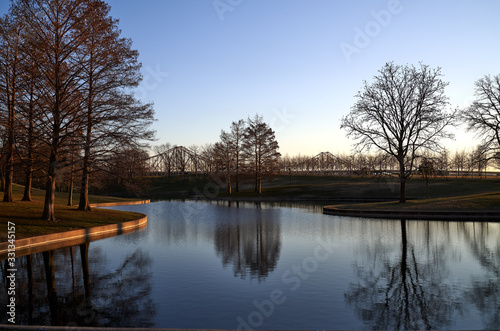 Lake with tree reflection in downtown St. Louis Missouri Park  St. Louis Missouri Urban Landscape © Kenyatta Russell 