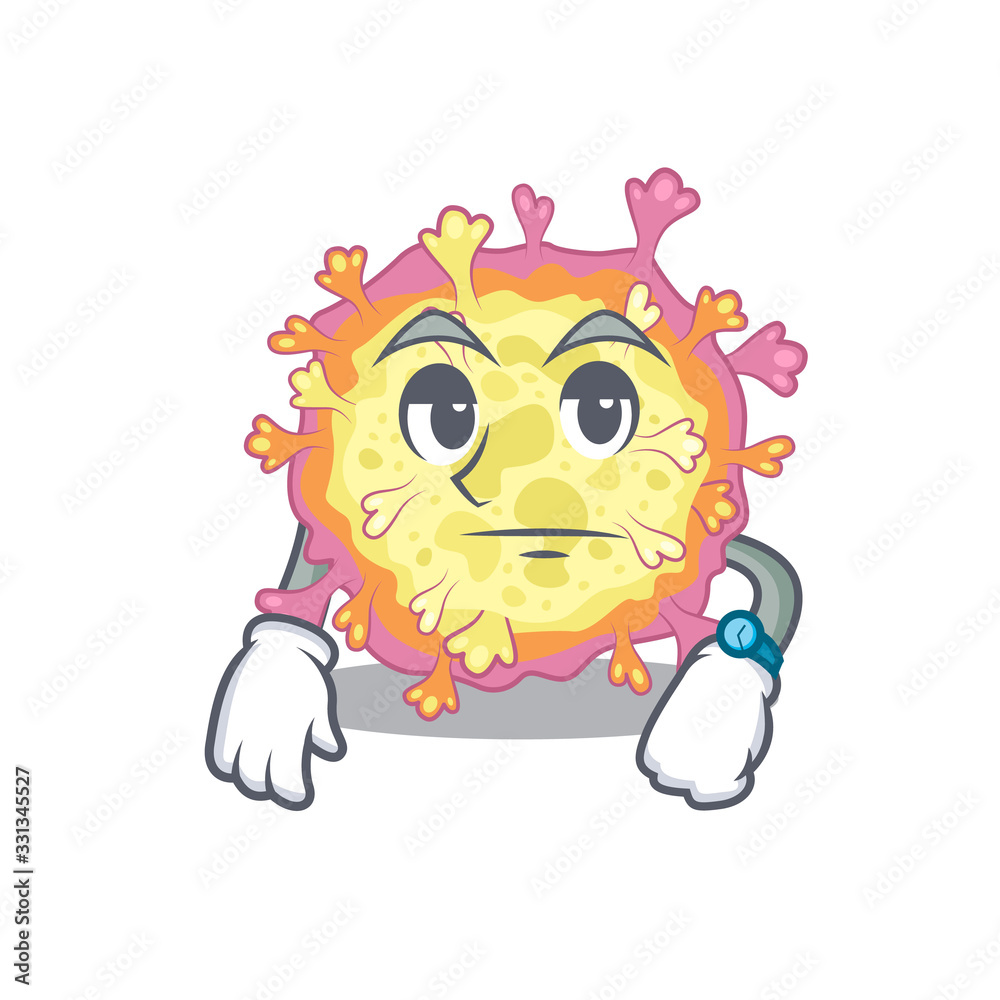 Coronaviridae virus on waiting gesture mascot design style