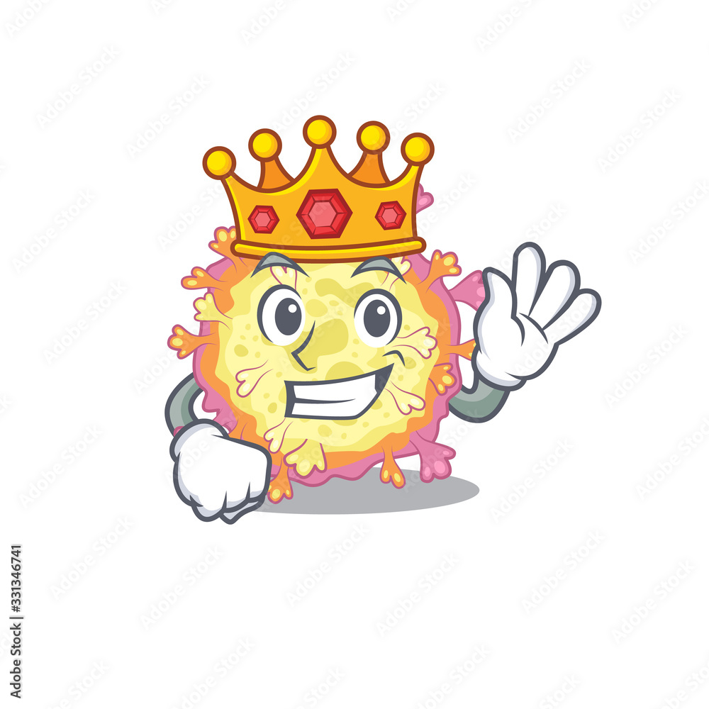The Royal King of coronaviridae virus cartoon character design with crown