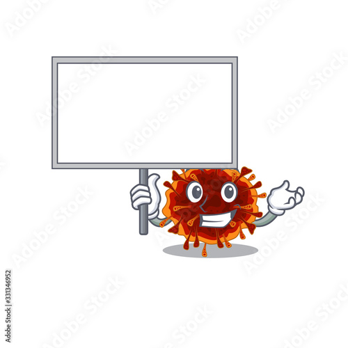 Delta coronavirus cute cartoon character bring a board