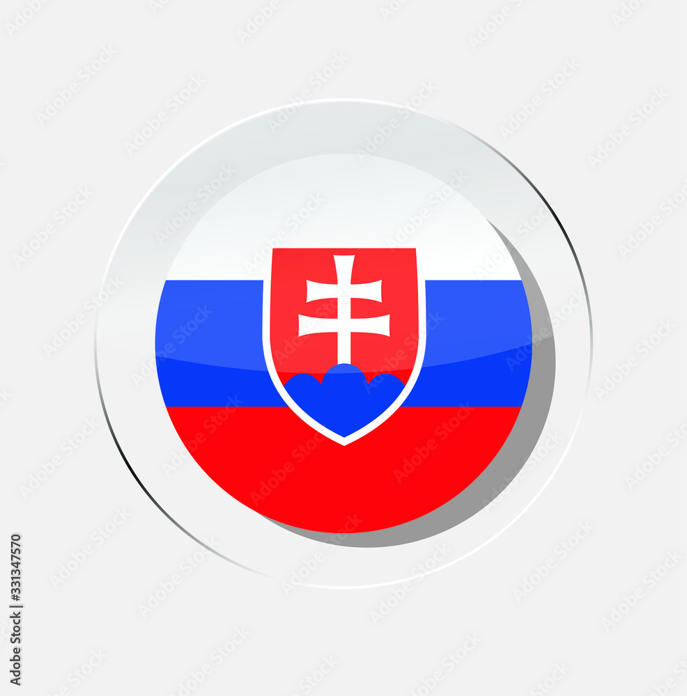 Obraz premium Circle icon flag of slovakia country with a white background