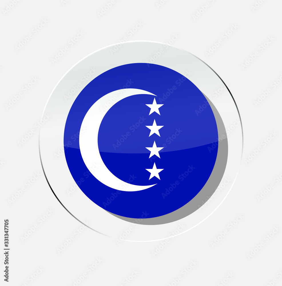 The grande comore country flag circle icon with a white background The grande comore country flag circle icon with a white background