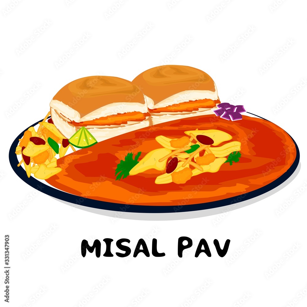 Indian Misal Pav Spicy Curry Topped Stock Vector (Royalty, 49% OFF