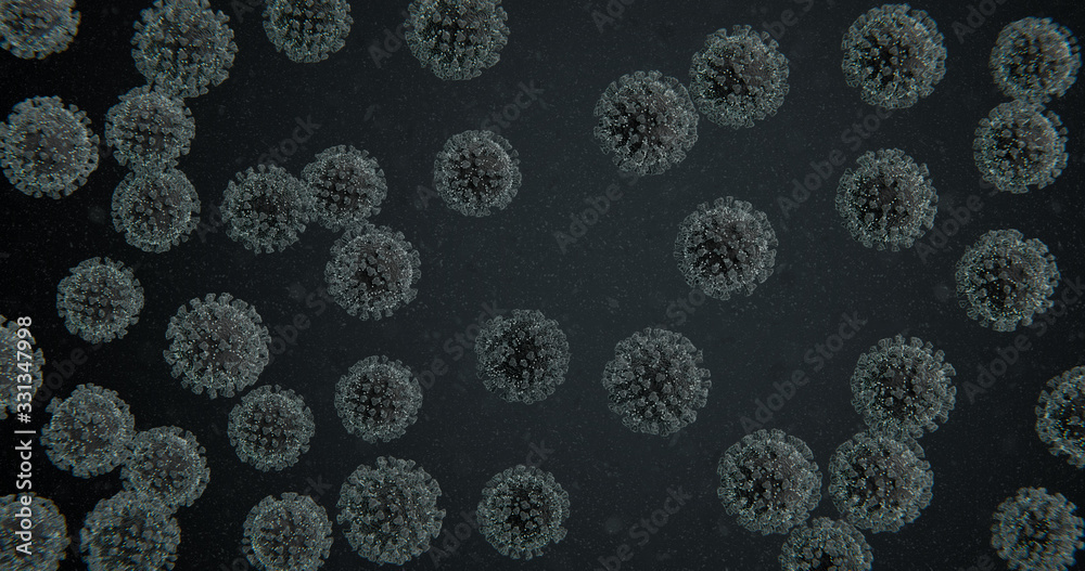 Microscopic Concept of COVID-19 Corona Influenza Virus Pathogen Molecules - Coronavirus nCOV Pandemic -3D Illustration