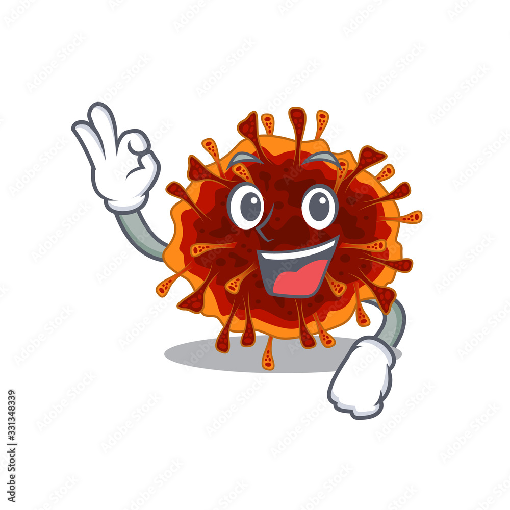 delta coronavirus cartoon character design style making an Okay gesture