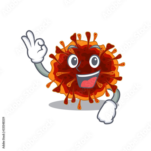 delta coronavirus cartoon character design style making an Okay gesture