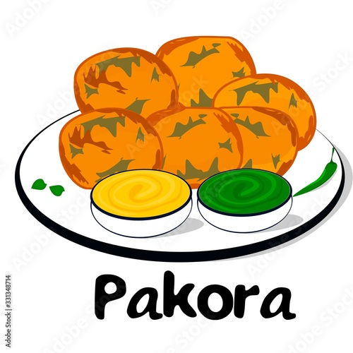 Pakora or Bhajia indian Gujarati Food Vector