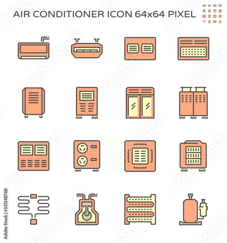 Air conditioner and air compressor icon set, 64x64 perfect pixel and editable stroke.