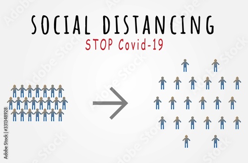 Vector illustration of Social distancing with icon concept. a method for prevention of COVID-19 spreading