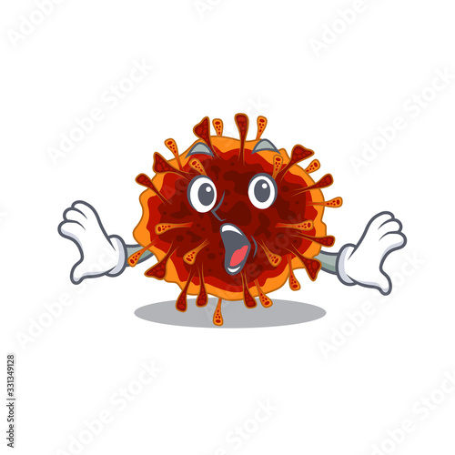 A cartoon character of delta coronavirus making a surprised gesture