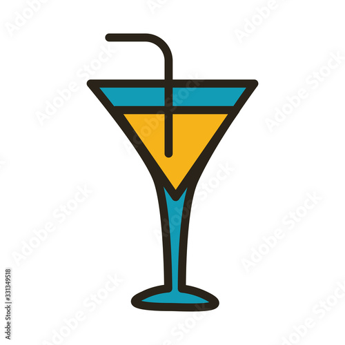 cocktail cup line and fill style icon