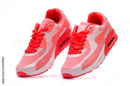 Summer pink Women s sneakers on a white background
