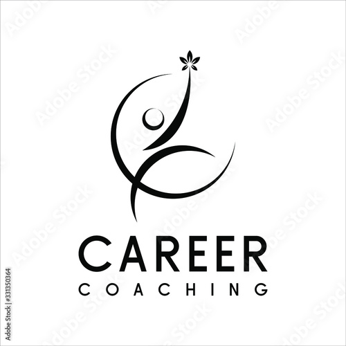 job logo simple abstract human catching a star vector best for business or empower motivation design and icon template