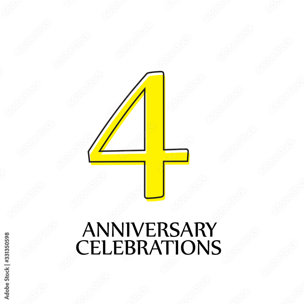 Fototapeta premium 4 Year Anniversary CELEBRATIONS Vector Template Design Illustration