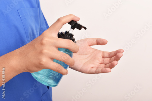women washing hands with alcohol gel or antibacterial soap sanitizer