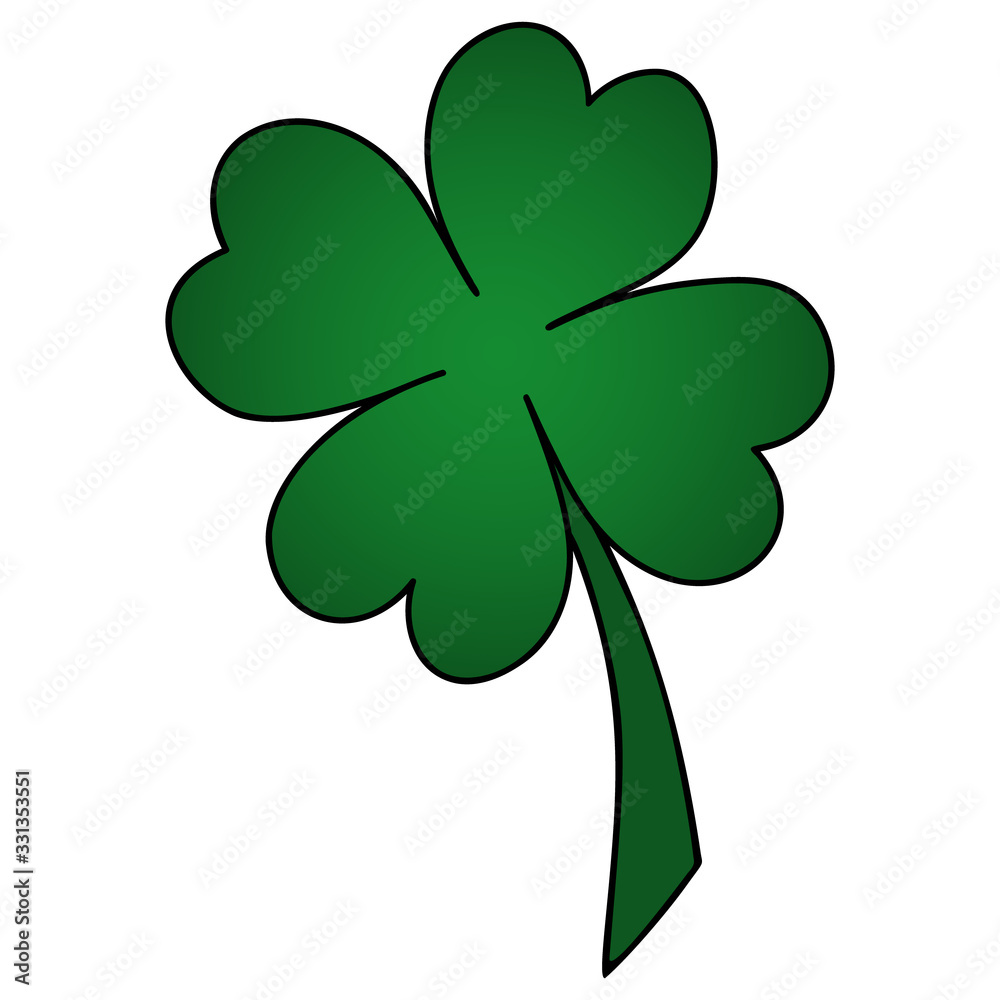 Clover. A leaf that brings good luck. Four-leafed. Colored vector illustration. Isolated background. A plant that is a lucky sign to find. Four sheets. Saint Patrick Day. Cartoon style. Clover. A leaf that brings good luck. Four-leafed. Colored vector illustration. Isolated background. A plant that is a lucky sign to find. Four sheets. Saint Patrick Day. Cartoon style.