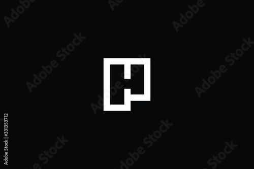 Minimal elegant monogram art logo. Outstanding professional trendy awesome artistic H CH HC PH HP initial based Alphabet icon logo. Premium Business logo White color on black background
