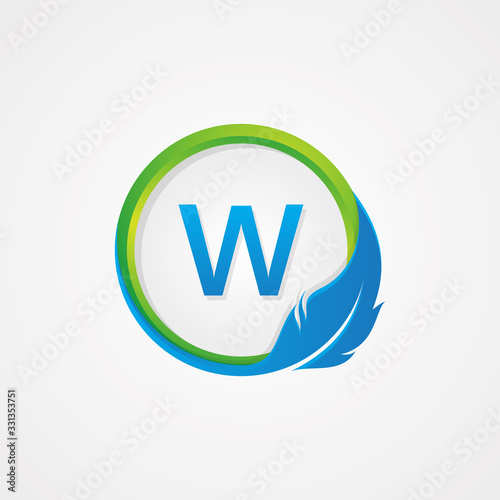 Free Download Letter W inside Round shaped feather icon for element design symbol - GFXLoad