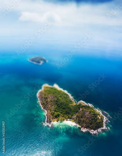 Heart shaped island in the calm tropical sea. Thailand