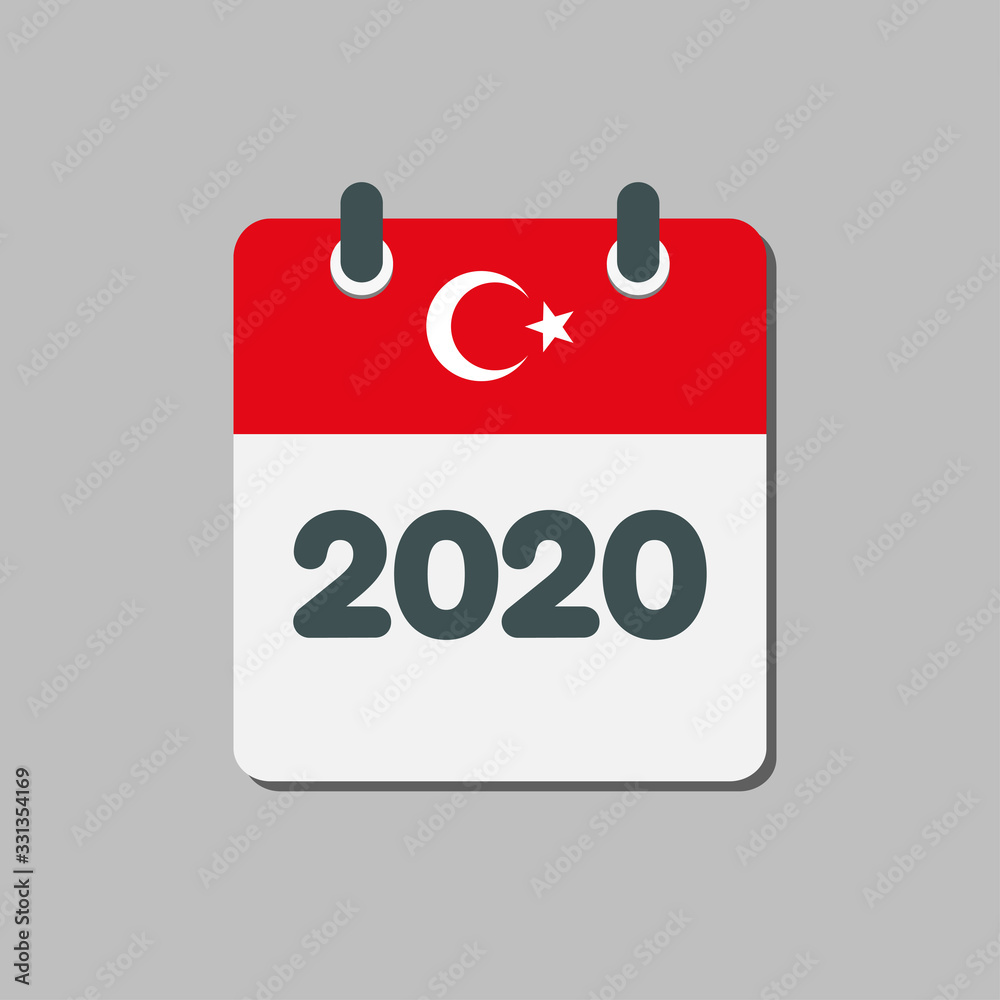 Vector icon calendar year 2020, year in Turkey Vector icon calendar year 2020, year in Turkey