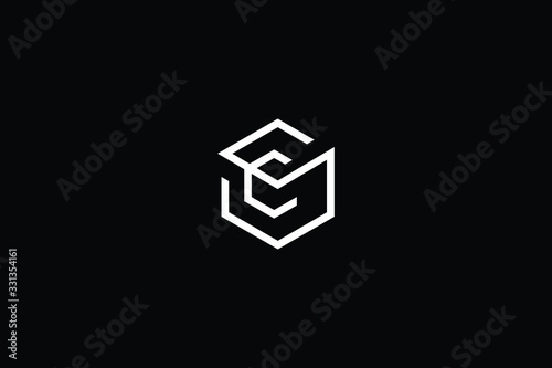 Minimal elegant monogram art logo. Outstanding professional trendy awesome artistic SC CS SE ES initial based Alphabet icon logo. Premium Business logo White color on black background