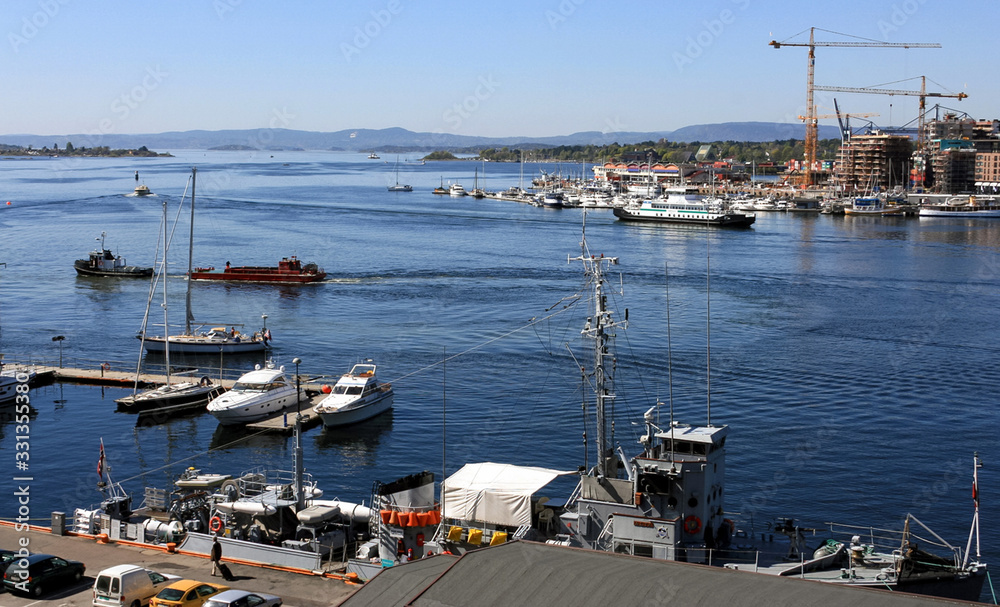 Boats in harbor in Oslo