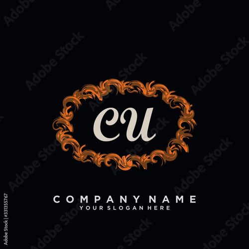 Initial Letter CU Logo With circle Template Vector