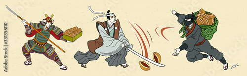 People fighting with dorayaki