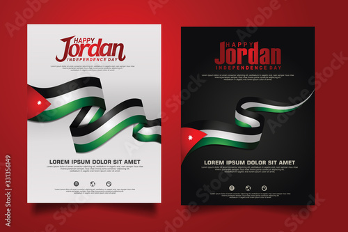 Abstract vector layout background Jordan independence day set. For art template design.
