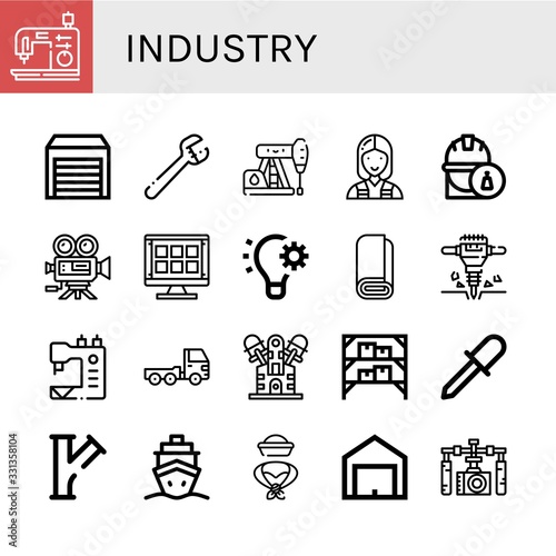 industry simple icons set